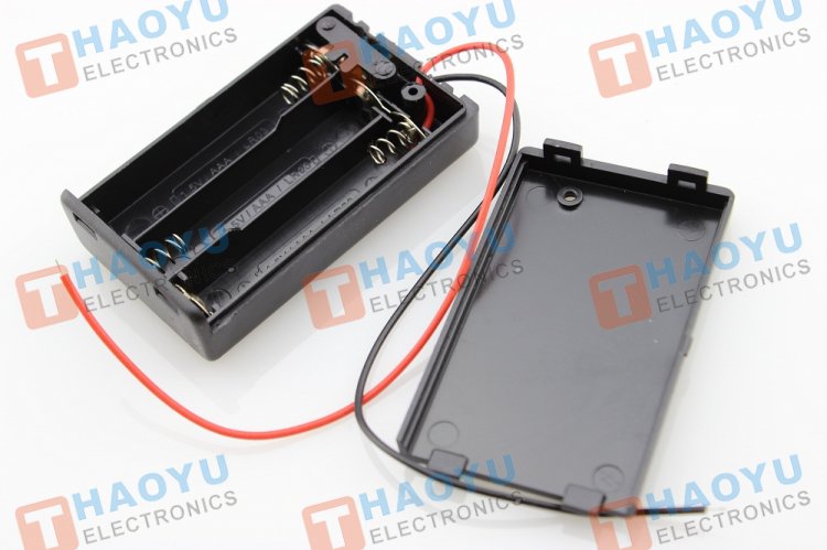 Battery Holder with Switch - 3 x AAA - Click Image to Close