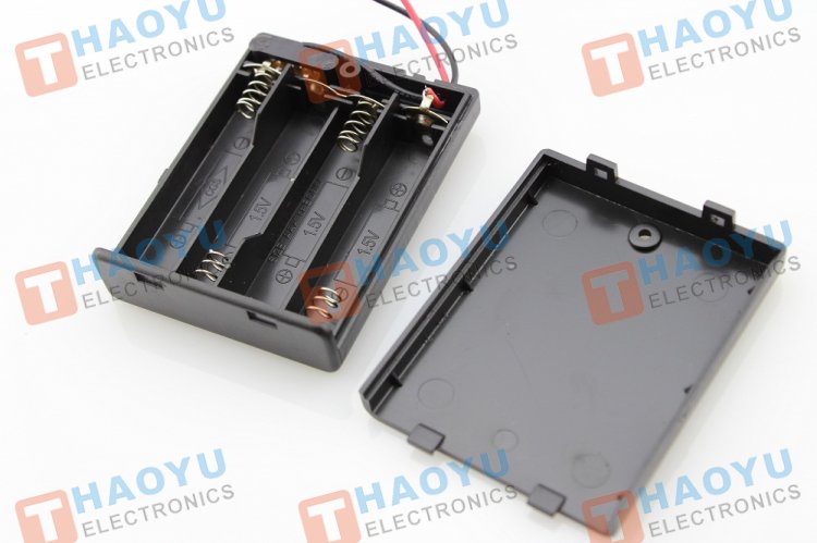 Battery Holder With Switch - 4 x AAA - Click Image to Close