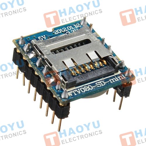 MicroSD MP3 Module WTV020-SD-16P - Click Image to Close