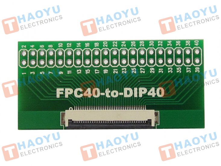 FPC 0.5mm pitch 40P to DIP40 connector adapter board - Click Image to Close