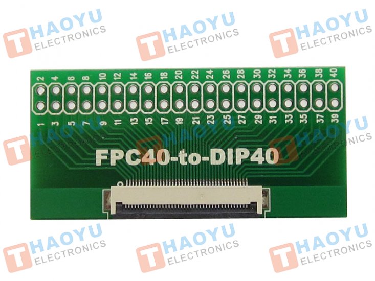 FPC 0.5mm pitch 40P to DIP40 connector adapter board - Click Image to Close